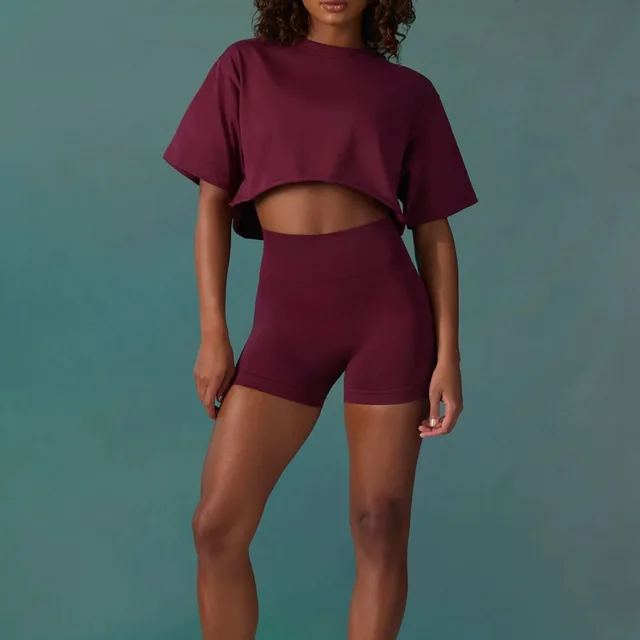 Women's Casual All matching Workout Top Wine Red - Shop at LoveMi