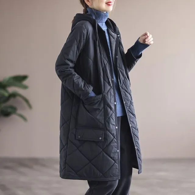 Hooded Large Pocket Long Warmth Retention Material Clothes Trench Coat Black - Shop at LoveMi