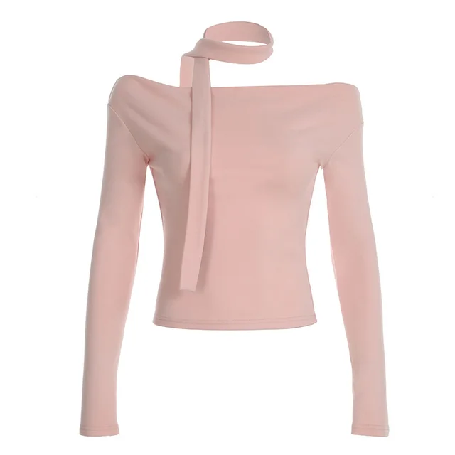 Women's Girlish Style Light colored Scarf Top Pink - Shop at LoveMi