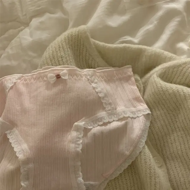 Girlish Style Small Floral Pure Cotton Underwear Girl Sweet Pink - Shop at LoveMi