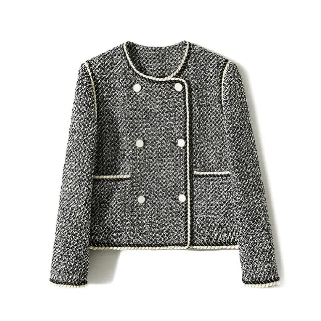 Double Breasted Temperament Western Style Autumn Clothing Coat Women Black And White Color Matching - Shop at LoveMi