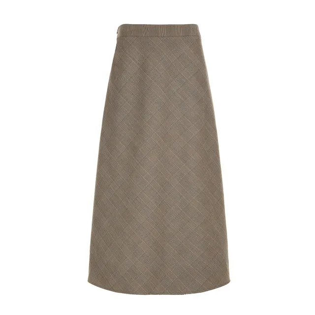 Women's Khaki Plaid Skirt Autumn And Winter Khaki - Shop at LoveMi