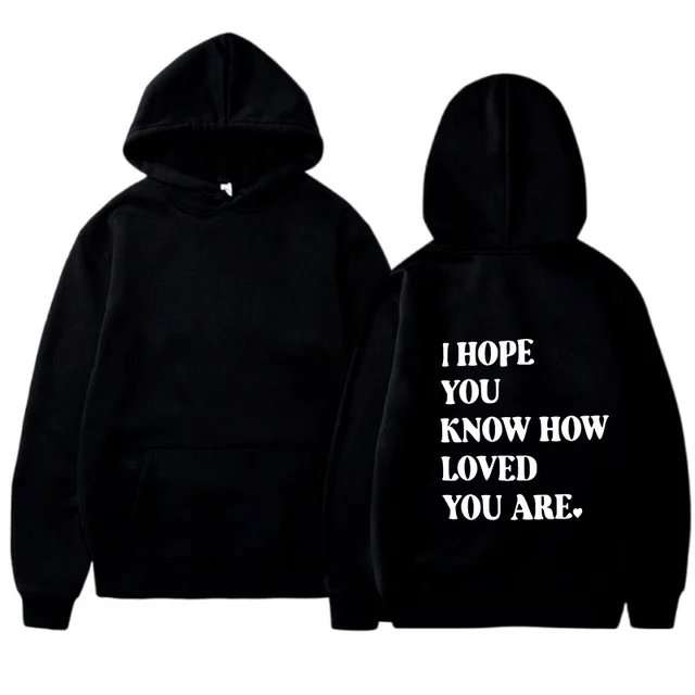 Printed Hoodie Drawstring Hoodie European And American Plus Size Black - Shop at LoveMi