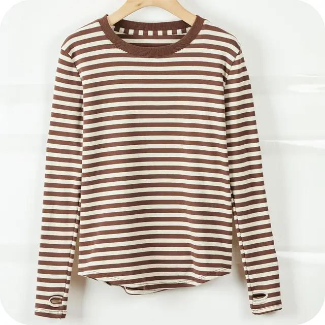 Long Sleeve Top Inner Bottoming Shirt Coffee - Shop at LoveMi