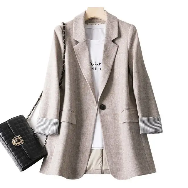 Casual Temperament Wild Commuter Professional Tailored Suit Top Apricot - Shop at LoveMi