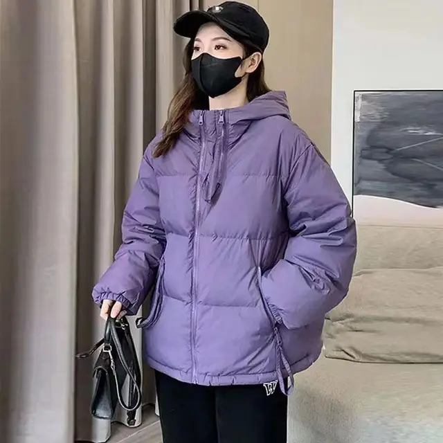 Advanced Thickened Padded Short Cotton Coat Jacket Dark Violet - Shop at LoveMi