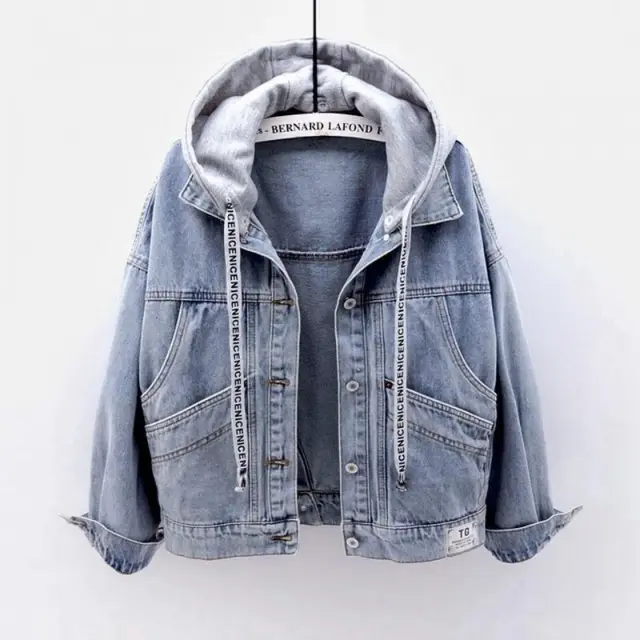 Long Sleeve Hooded Jacket Multi pocket Versatile Top Autumn And Winter Light Blue Quality - Shop at LoveMi