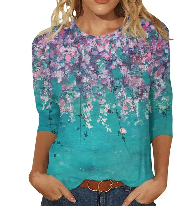 Ladies Printed Casual Round neck T shirt El724141Ty2 - Shop at LoveMi