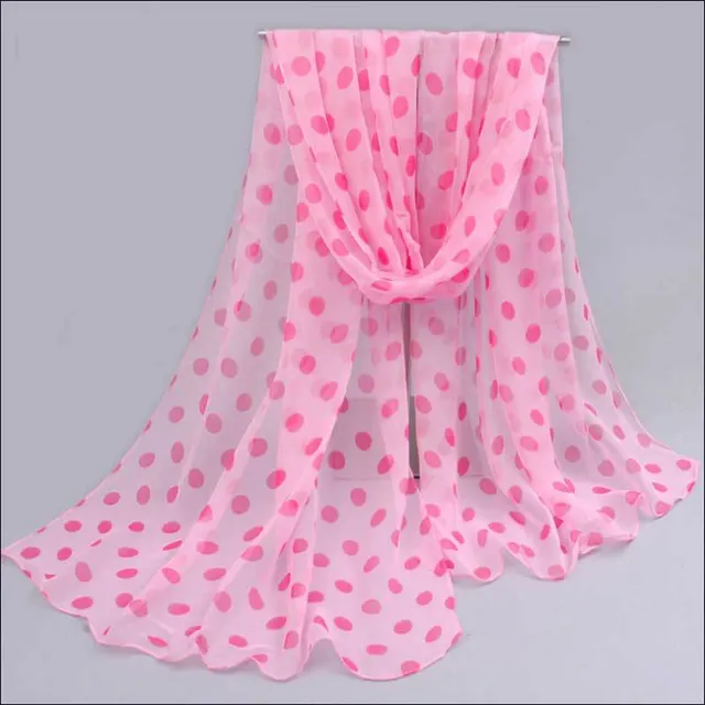 Polka Dot Scarf Bright Red Scarf Polka Dot Thin Chiffon Sunscreen Shawl Pink - Shop at LoveMi