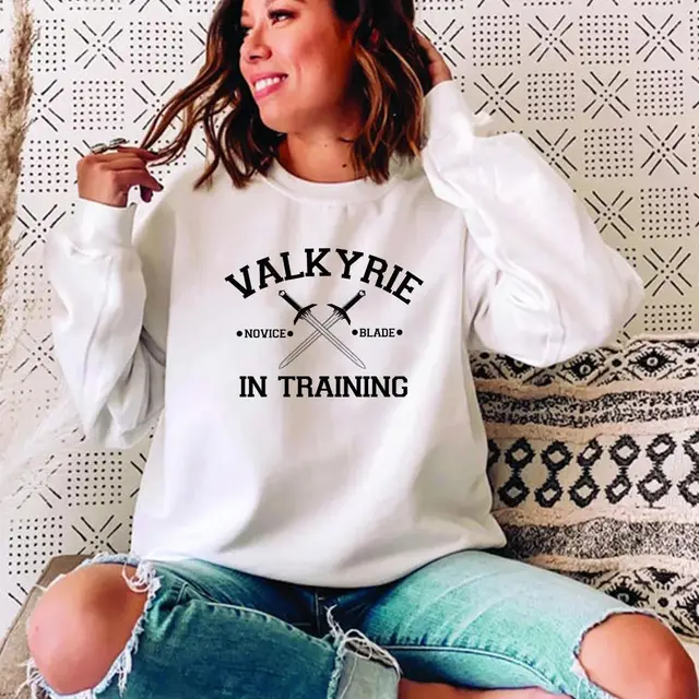 Valkyrie In Training SweatShirt Sarah J Maas White - Shop at LoveMi