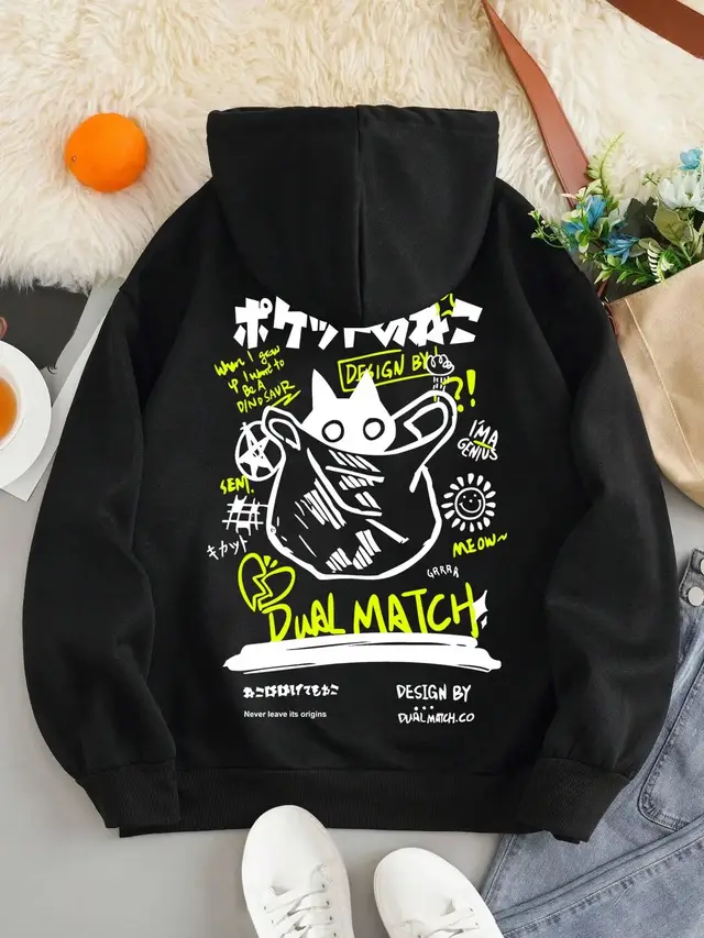 Cotton American Hiphop Fashion Brand Sweater Female Autumn And Winter Loose Korean Ins Black - Shop at LoveMi