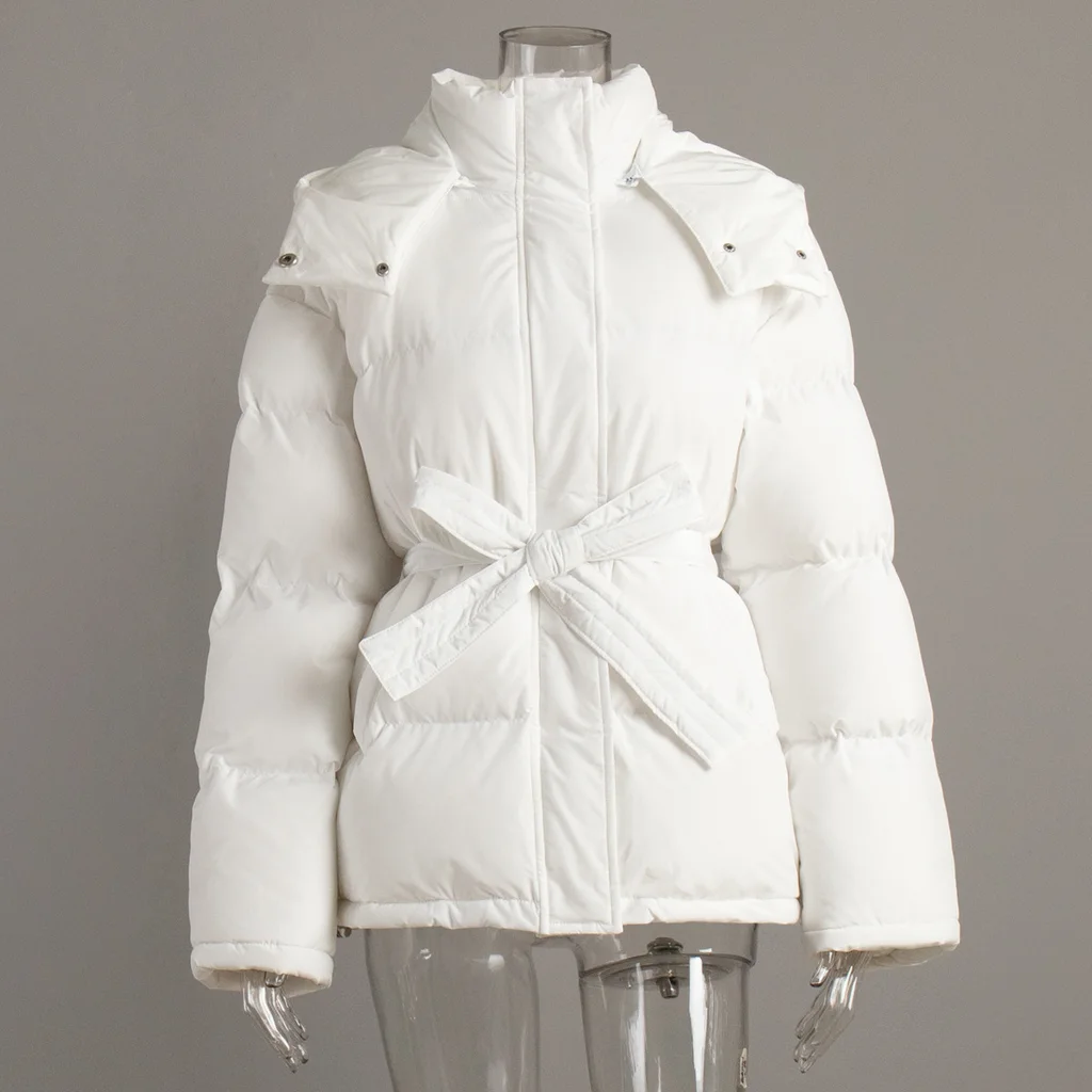 Warm All-matching Zipper Bread Coat - White