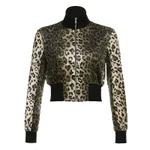 European And American Style Leopard Print Gradient Turtleneck Jacket - Black