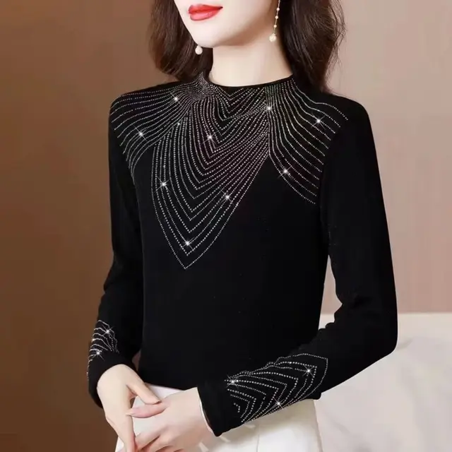 Women's Heavy Embroidery Hot Drilling Bottoming Shirt Necklace - Shop at LoveMi