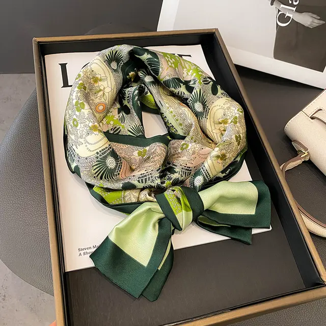 Ink Painting Boxer Small Silk Scarf Fashion Decoration No 28 Green - Shop at LoveMi