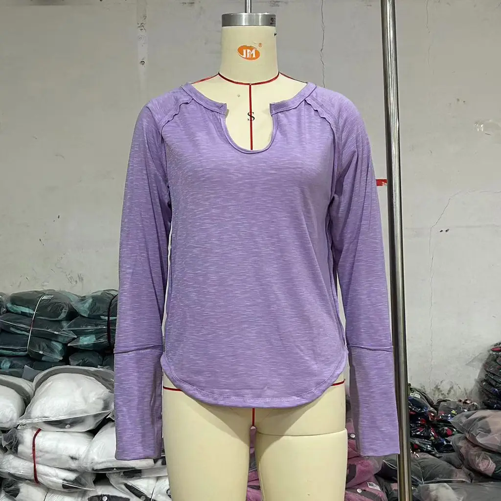 Multi-Color Long-sleeved T-shirt Loose And Irregular Women - Purple
