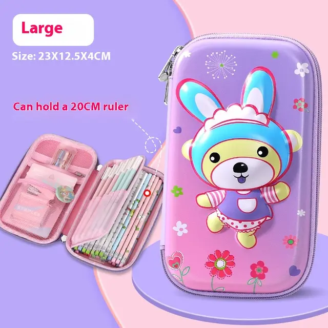 New EVA Elementary School Student Large Capacity Anti fall Pencil Stationery Box Bear - Shop at LoveMi