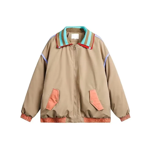 Loose Design Casual Patchwork Double Collar Coat Spring And Autumn New Yellow - Shop at LoveMi