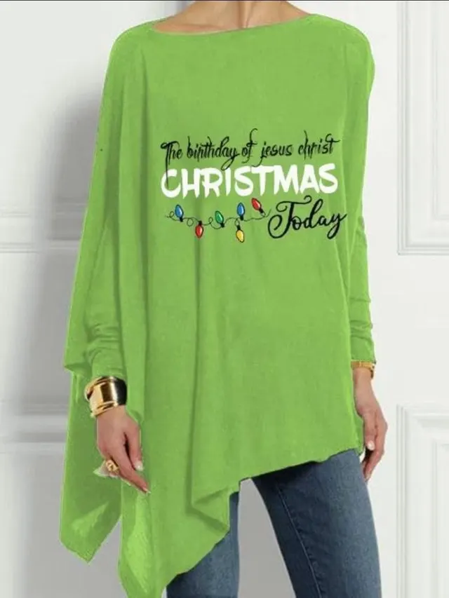 3D Digital Printing Long Sleeve Irregular Pullover Printed Green 1 - Shop at LoveMi