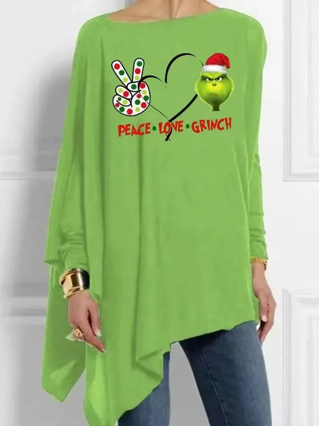 3D Digital Printing Long Sleeve Irregular Pullover Printed Green 2 - Shop at LoveMi