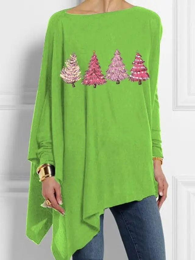 3D Digital Printing Long Sleeve Irregular Pullover Printed Green 4 - Shop at LoveMi