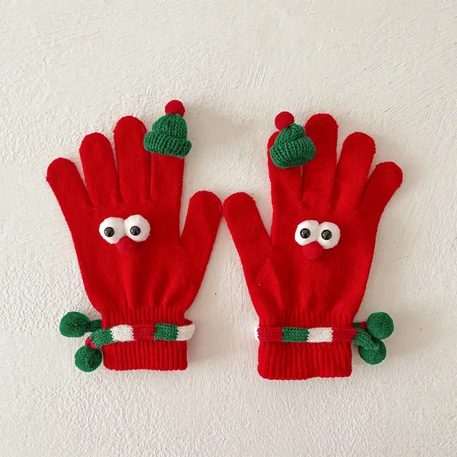 Christmas Gloves Funny Warm Red Adult - Shop at LoveMi