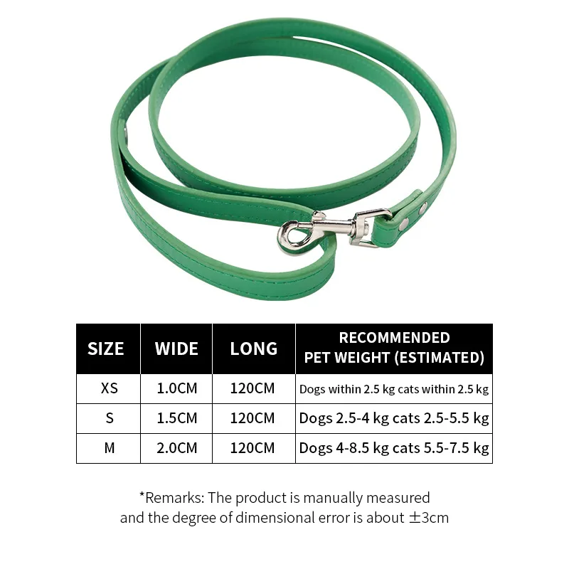 Pet Cat Pulling Rope Dog PU Leather Dog Chain Traction Belt Outing Cat Pulling Rope Dog Leash Green - Shop at LoveMi