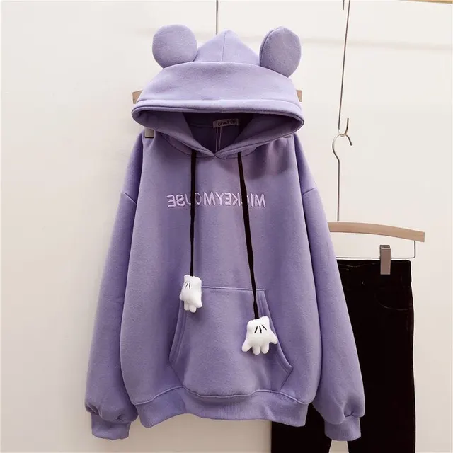 Women's Sweater Fleece lined Thickening Embroidery Purple - Shop at LoveMi