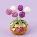 Finished Handmade Wool Woven Home Decoration Tulip Potted Plant - 6 Gradient Purple Color Tulip