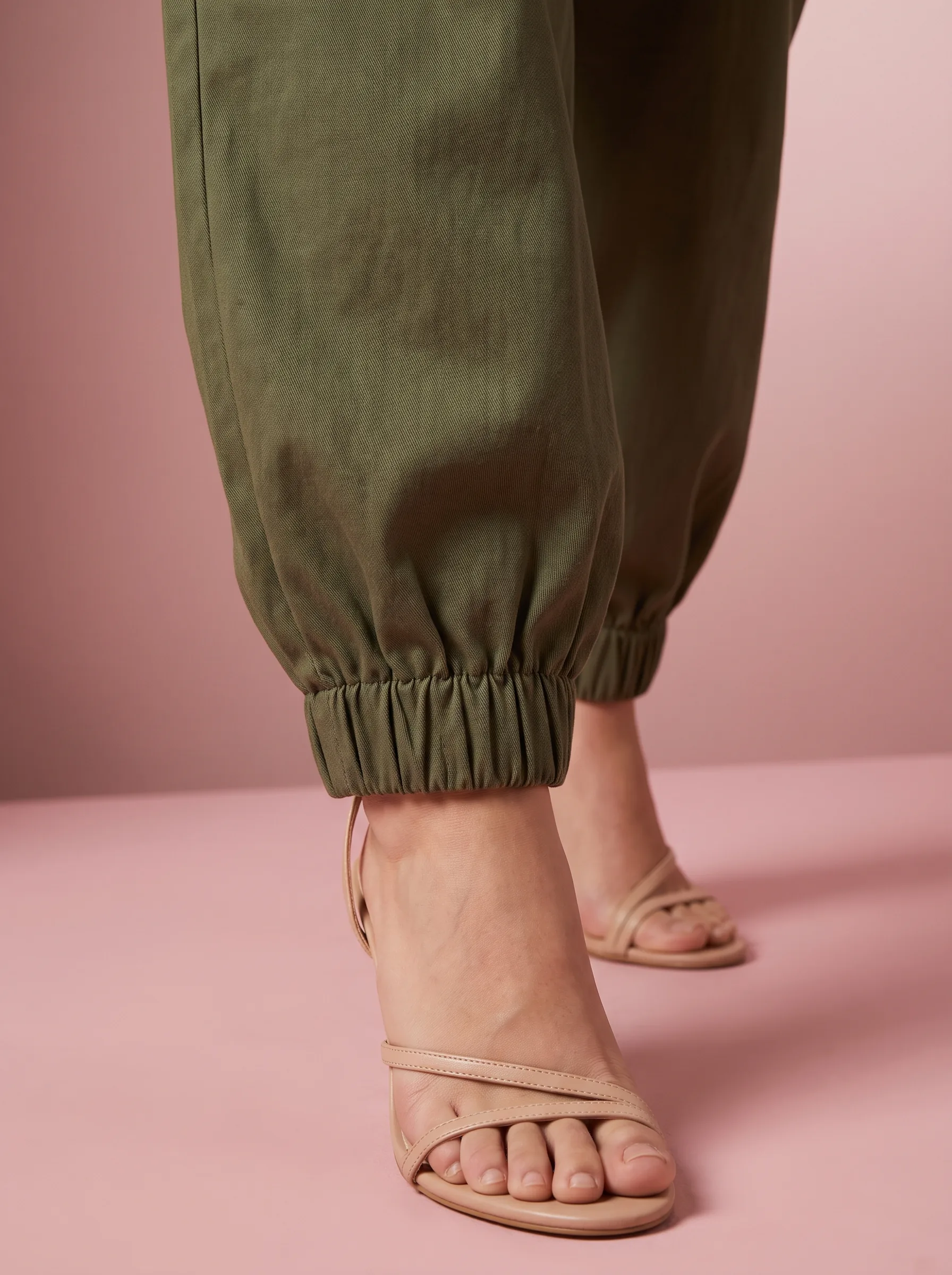 Loose Jogger Overalls for Women with Pockets - Army Green - View 3