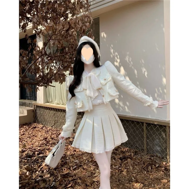 Chanel Style Suit Dress Two-piece Set Female Autumn And Winter Elegant Socialite - Beige Coat - View 1