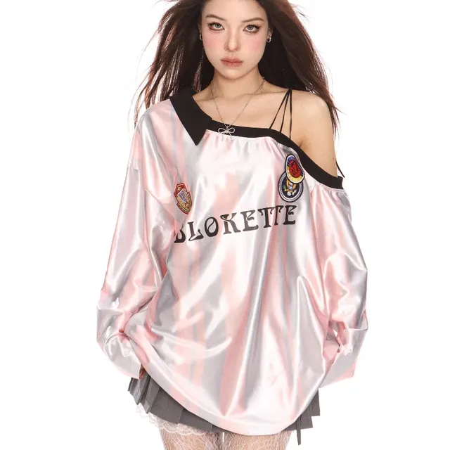 Shoulder Sweater Early Autumn Strap Off the shoulder Pink - Shop at LoveMi