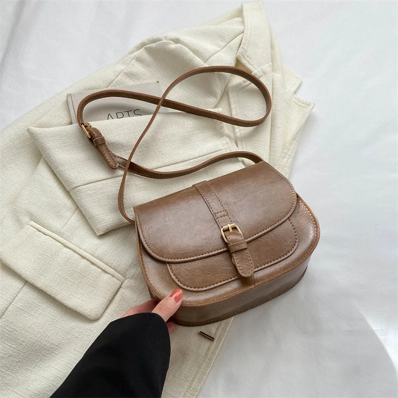 Women's Casual Fashion One Shoulder Saddle Bag Khaki - Shop at LoveMi