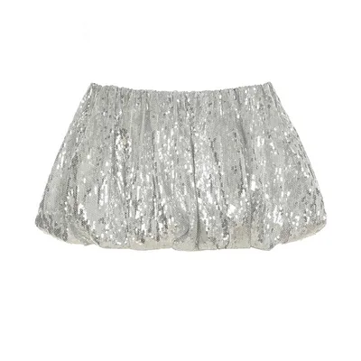Fashion European And American Style Sexy Sequins Bud Skirt Silver Elastic Silver - Shop at LoveMi