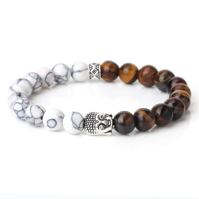 Men's Hand Jewelry Beaded Bracelet Black Line Pine Tiger Eye - Shop at LoveMi