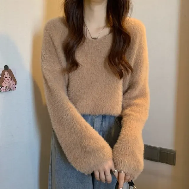 Sweet Fashion Loose Cool Knitwear For Women Khaki - Shop at LoveMi