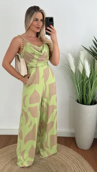 Fashion Vacation Style Suspender One piece Trousers Light Green - Shop at LoveMi