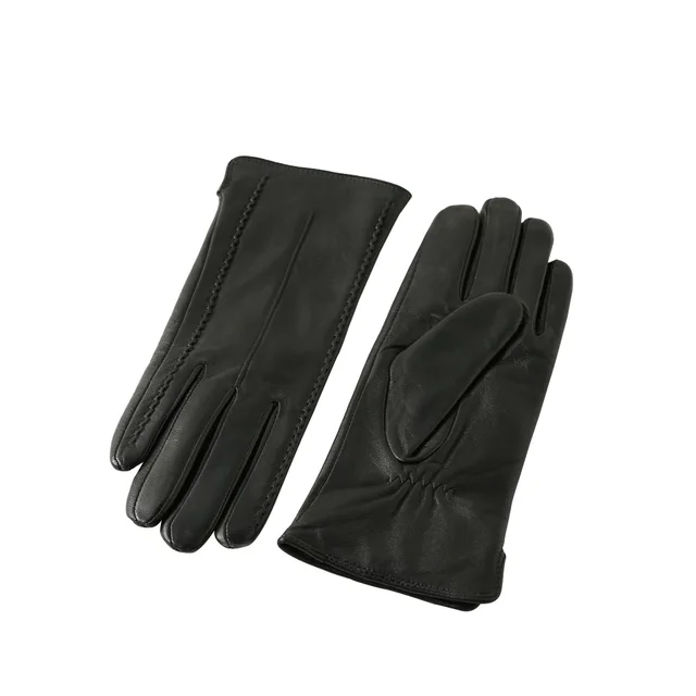European And American Ladies Color Sheepskin Gloves Fashion Autumn And Winter Warm With Velvet Black - Shop at LoveMi