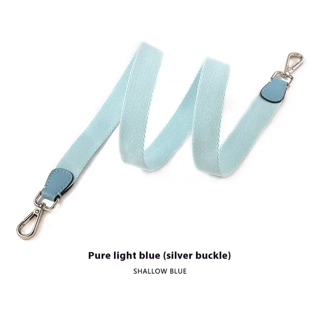 Canvas Broadband Solid Color Backpack Shoulder Strap 2.5X95Cm Light Blue Silver - Shop at LoveMi