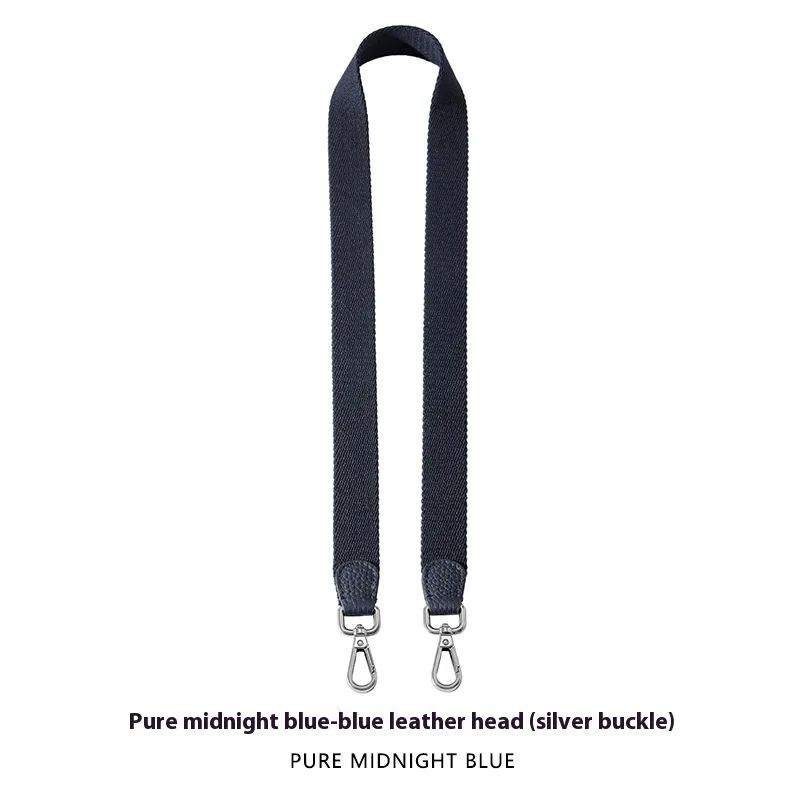 Canvas Broadband Solid Colour Backpack Shoulder Strap - 5X95Cm Blue Leather Silver
