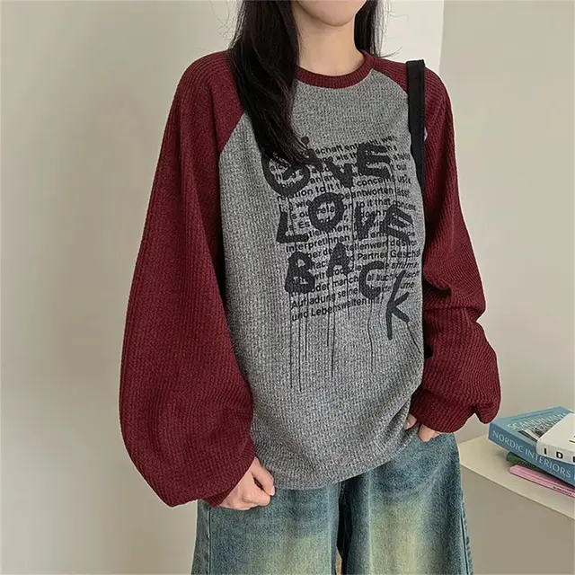 Women's Patchwork Casual Contrasting Hoodie 60248 Gray Fleece Lined - Shop at LoveMi