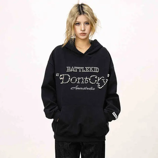Women's Pearl Sweater Autumn And Winter Loose Jacket Black - Shop at LoveMi