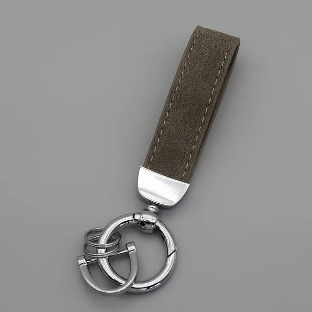 Suede Car Hardware Anti lost Keychain Silver Dark Brown - Shop at LoveMi