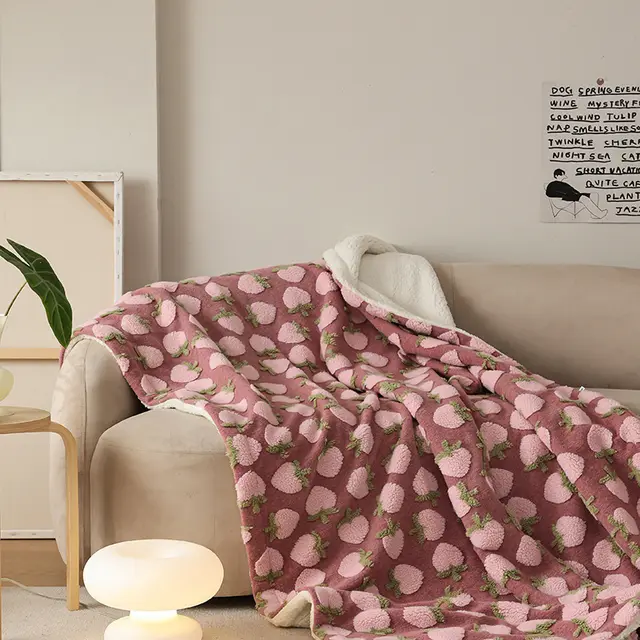 Thickened Double layer Three dimensional Wool Blanket Nap Blanket Peach - Shop at LoveMi