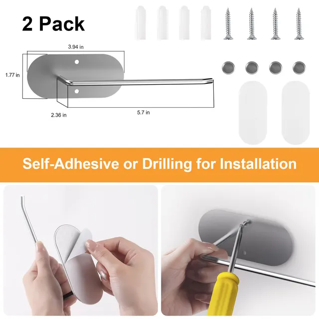 Stainless Steel Toilet Paper Holder Cup Lid Storage Hook Silver Two Pack 14.5Cm - Shop at LoveMi
