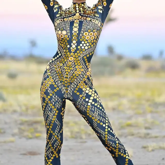 Fashion Special Women's Clothing Tight Jumpsuit Black Gold - Shop at LoveMi