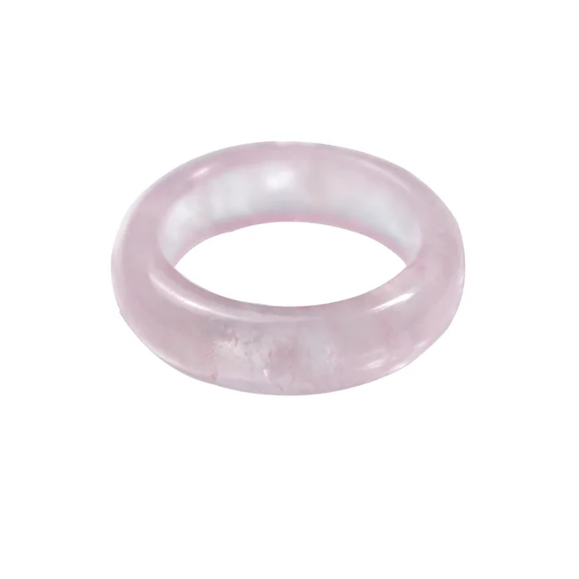 Natural Rose Quartz Ring Diy Handmade Accessory Ring Simple Ring Pink Crysta C136 - Shop at LoveMi