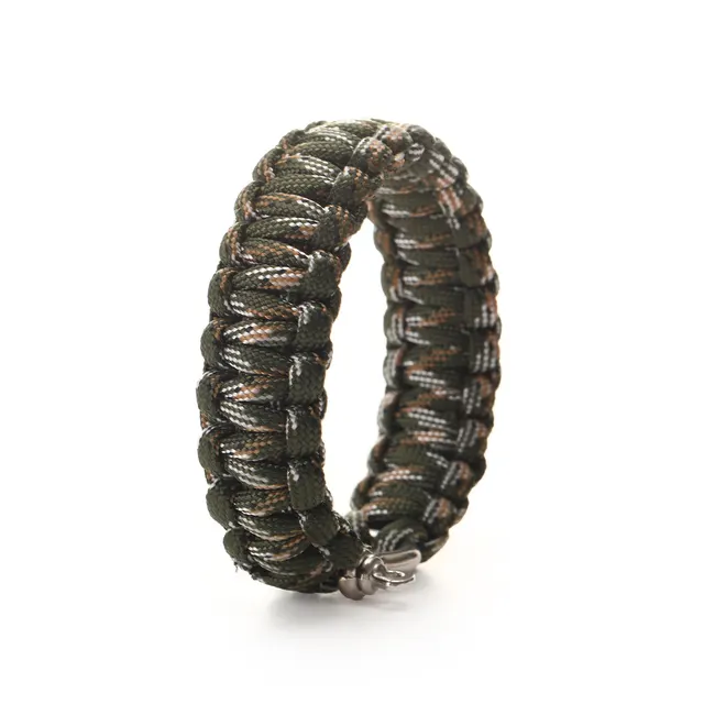 Outdoor O buckle Paracord Bracelet Seven core Umbrella Rope Woven Survival Bracelet Army Green Camouflage - Shop at LoveMi