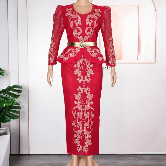 Women's Luxury Rhinestone Beaded V neck Formal Dress Red - Shop at LoveMi