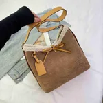 Commuter Retro Large Capacity Suede Bag - Khaki